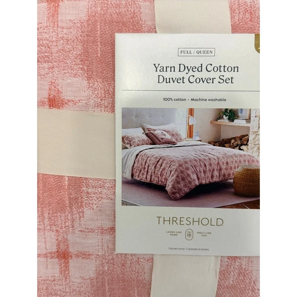Threshold‎ Studio McGee Shibori Printed Quilt Full/Queen Pink Geometric NWT